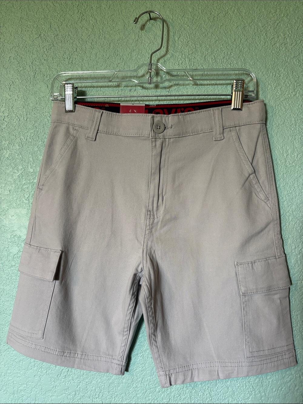🆕 Levi's Light Gray Youth Utility Cargo Shorts, Size 14 - NWT